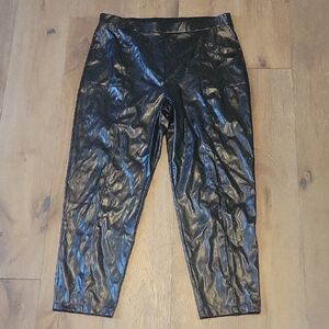 Halston Black Faux Leather Pants Size XL